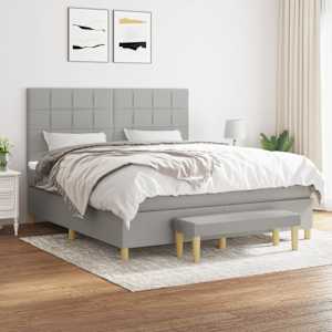 Box spring postel s matrací světle šedá 180 x 200 cm textil - obrázek 1