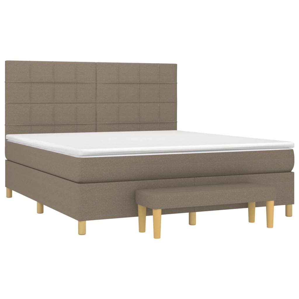 vidaXL Boxspring met matras stof taupe 180x200 cm afbeelding