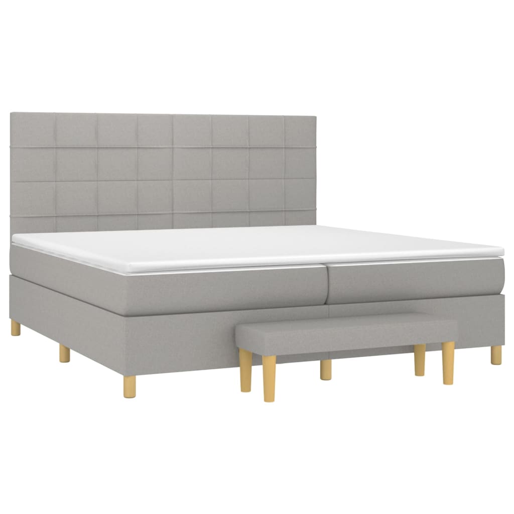 vidaXL Boxspring met matras stof lichtgrijs 200x200 cm afbeelding