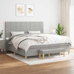 Box spring postel s matrací světle šedá 200 x 200 cm textil - obrázek 1