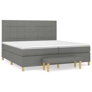 Box spring postel s matrací tmavě šedá 200x200 cm textil - obrázek 2