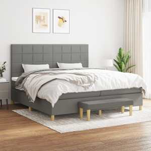 Box spring postel s matrací tmavě šedá 200x200 cm textil - obrázek 1