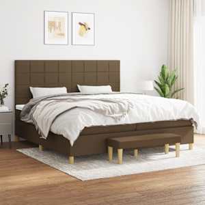 Box spring postelja z vzmetnico temno rjav 200x200 cm blago