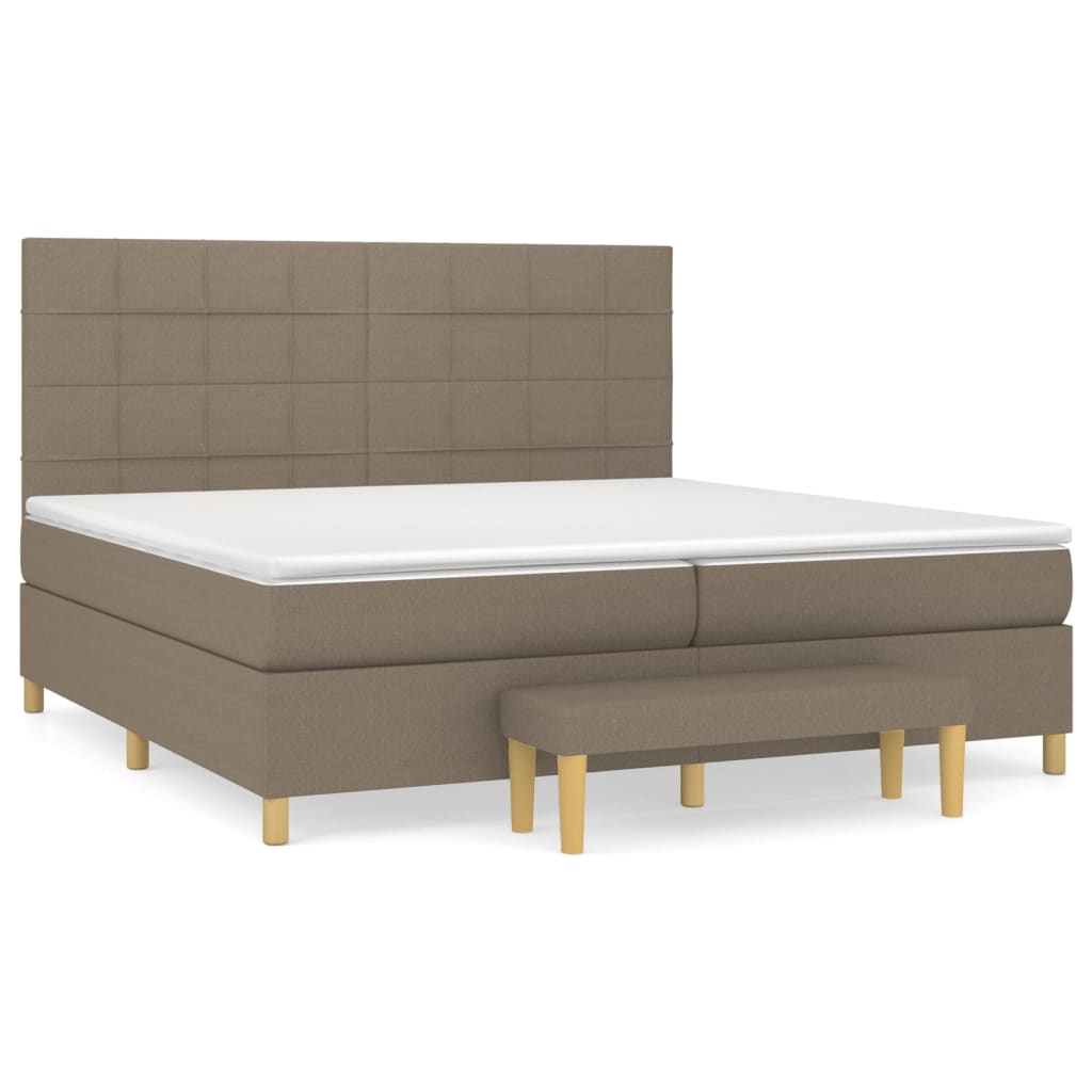 vidaXL Box spring postelja z vzmetnico taupe 200x200 cm blago