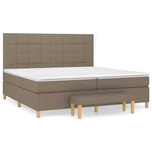 Box spring postel s matrací taupe 200x200 cm textil - obrázek 2
