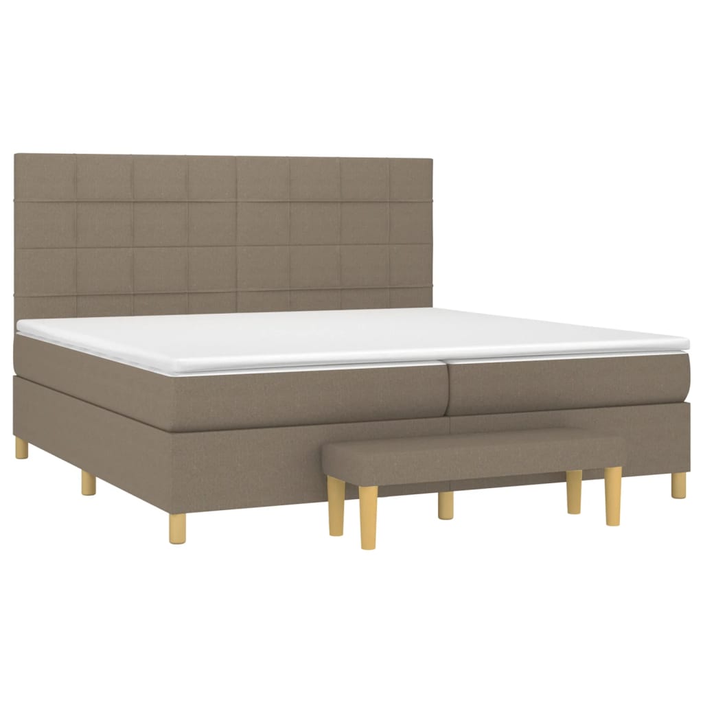 vidaXL Boxspring met matras stof taupe 200x200 cm afbeelding