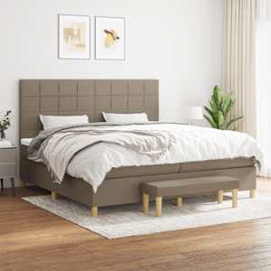 Box spring postel s matrací taupe 200x200 cm textil - obrázek 1