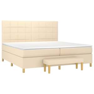 Box spring postel s matrací krémová 200x200 cm textil - obrázek 3