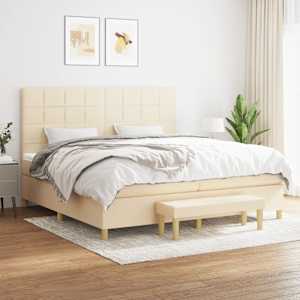 Box spring postelja z vzmetnico krem 200x200 cm blago