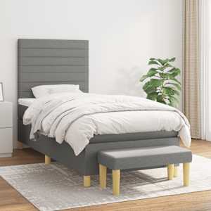 Box spring postel s matrací tmavě šedá 80 x 200 cm textil - obrázek 1