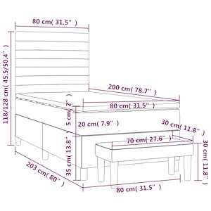 Box spring postel s matrací tmavě hnědá 80x200 cm textil - obrázek 8