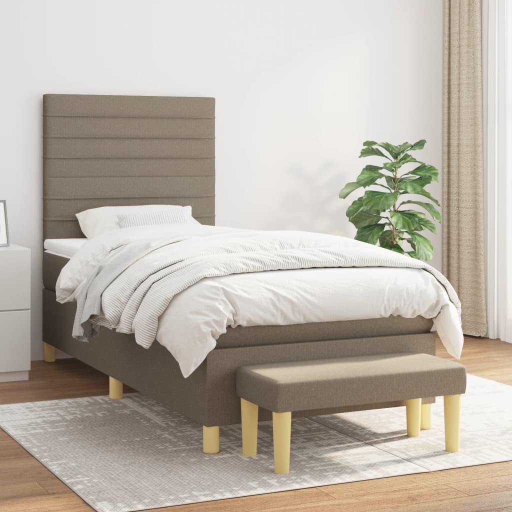 Boxspringbett mit Matratze Taupe 80×200 cm Stoff