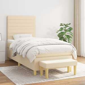 Box spring postel s matrací krémová 80 x 200 cm textil - obrázek 1
