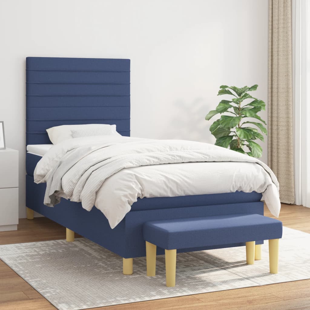 vidaXL Boxspringbett mit Matratze Blau 80x200 cm Stoff