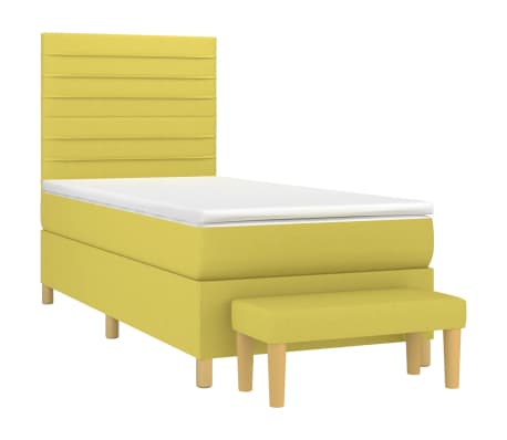 vidaXL Lova su spyruoklėmis ir čiužiniu, žalia, 80x200 cm, audinys