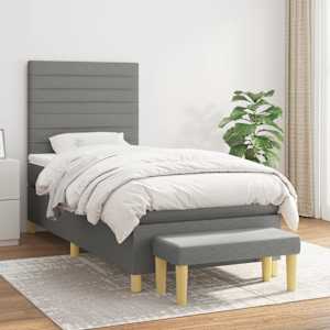 Box spring postel s matrací tmavě šedá 90x190 cm textil - obrázek 1