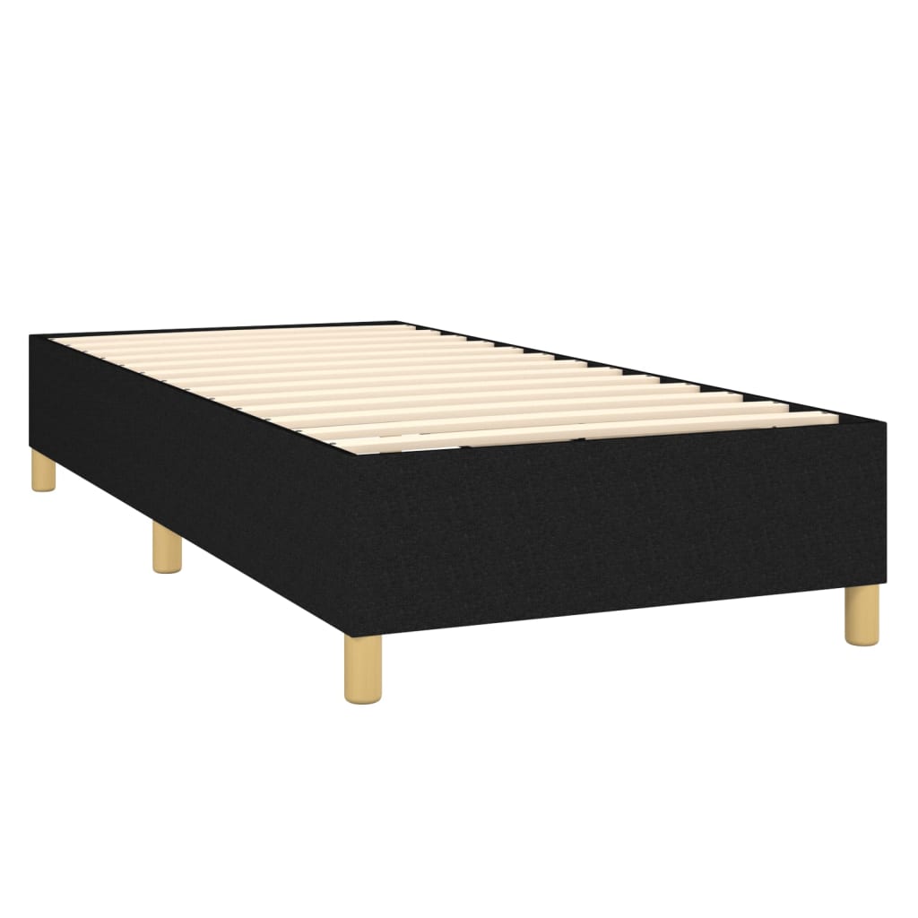 Fekete szövet rugós ágy matraccal 90x190 cm 