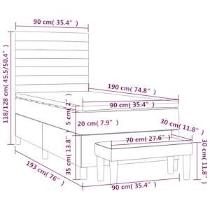 Box spring postel s matrací tmavě hnědá 90x190 cm textil - obrázek 8