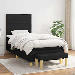 Box spring postel s matrací černá 90x200 cm textil - obrázek 1