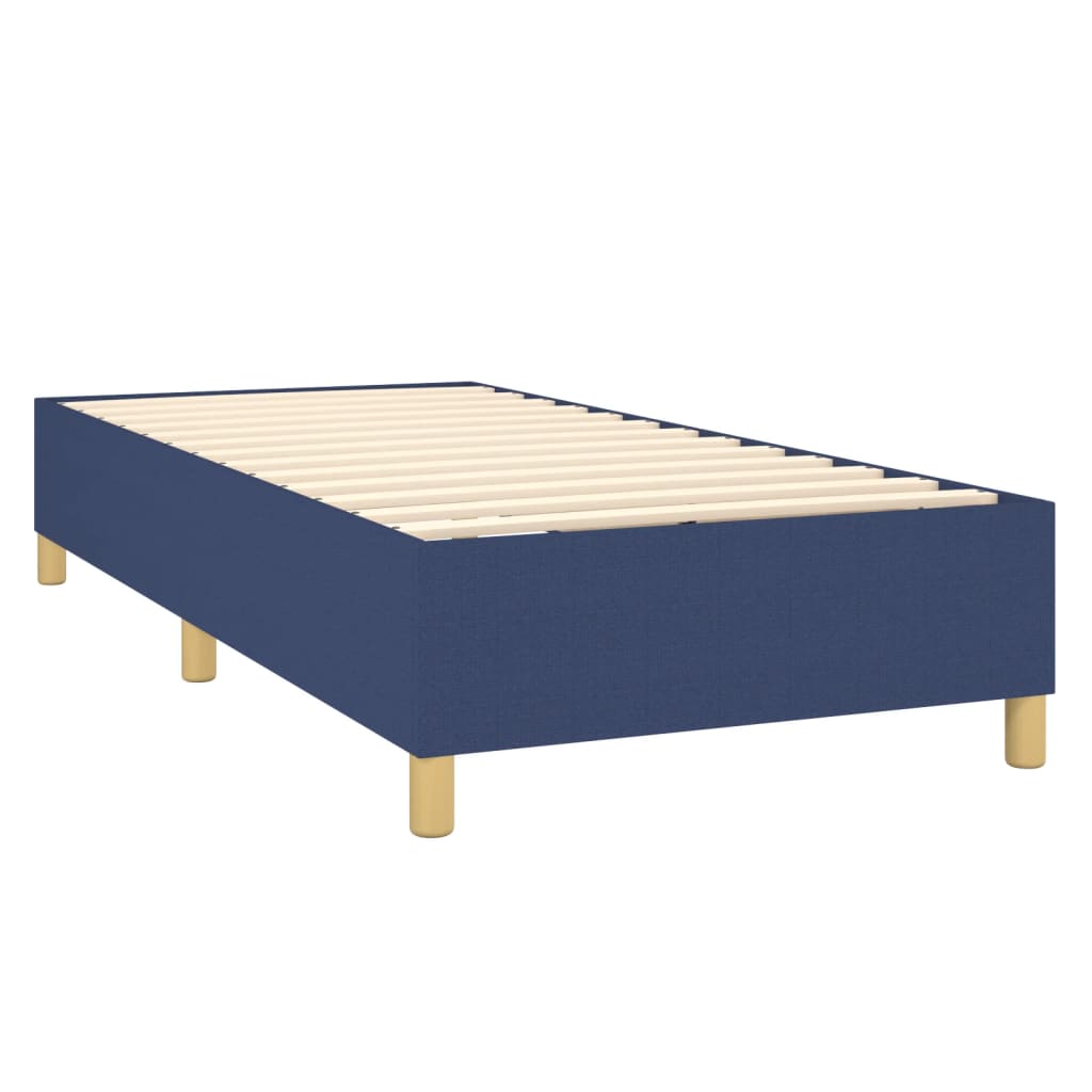 Kék szövet rugós ágy matraccal 90 x 200 cm 