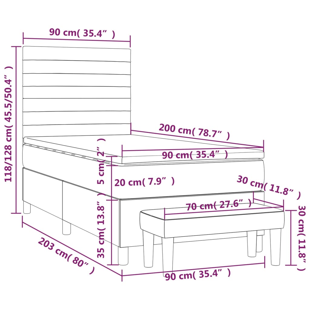 Box spring postel s matrací světle zelená 90x200 cm textil