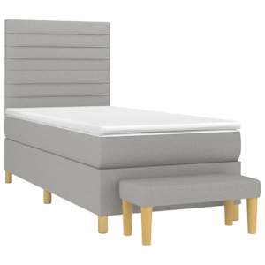 Box spring postel s matrací světle šedý 100 x 200 cm textil - obrázek 3