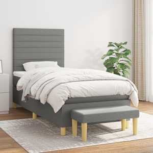 Box spring postel s matrací tmavě šedá 100 x 200 cm textil - obrázek 1