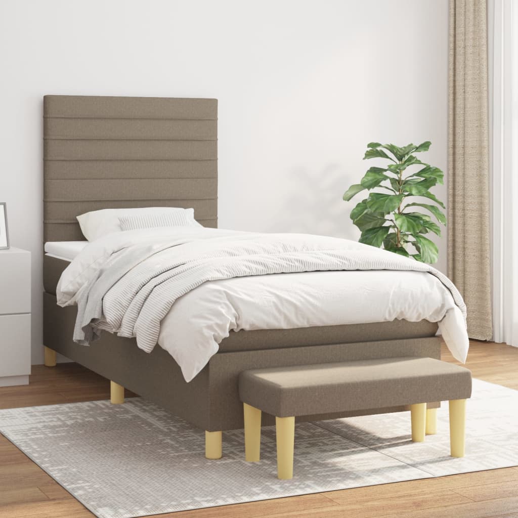 Boxspringbett mit Matratze Taupe 100×200 cm Stoff