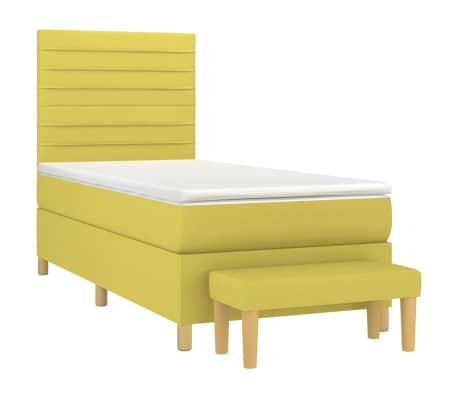 vidaXL Lova su spyruoklėmis ir čiužiniu, žalia, 100x200 cm, audinys