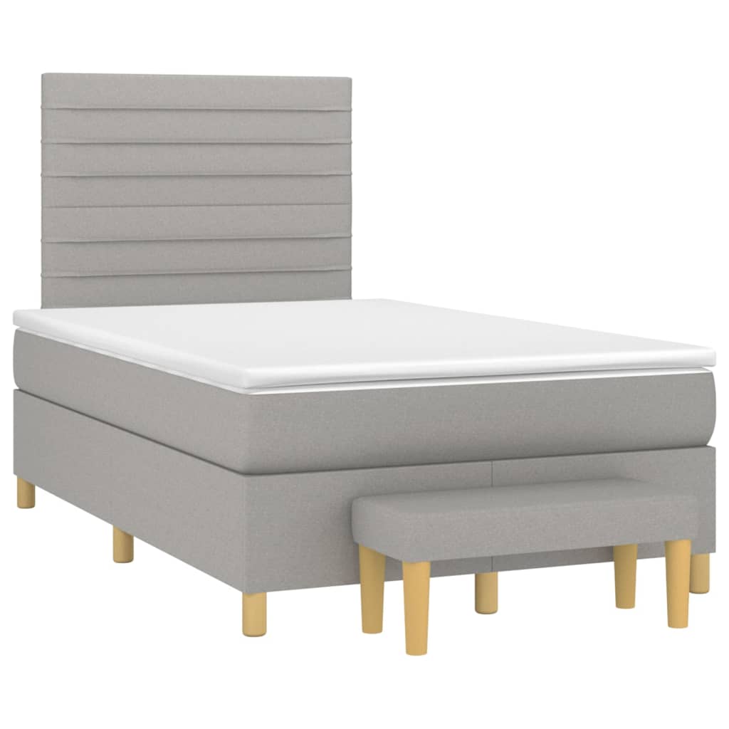 vidaXL Boxspring met matras stof lichtgrijs 120x200 cm afbeelding
