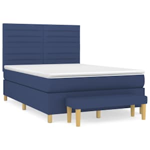 Box spring postel s matrací modrá 140x190 cm textil - obrázek 2