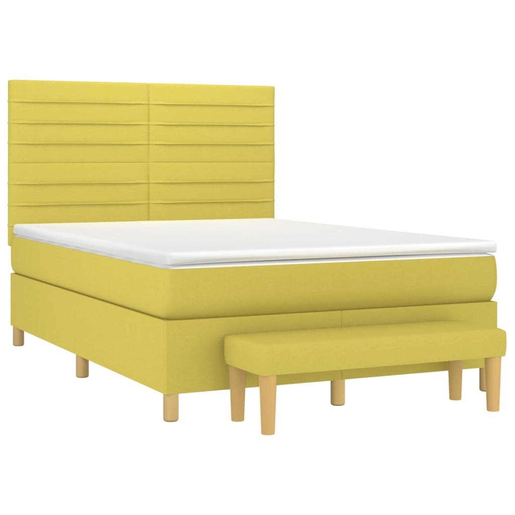 Box spring postel s matrací světle zelená 140x190 cm textil