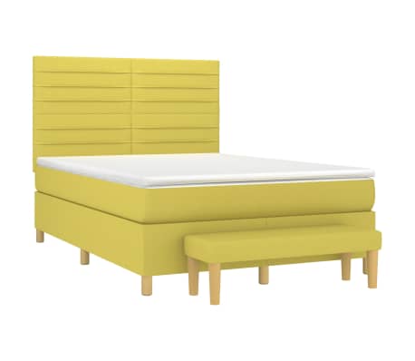 vidaXL Lova su spyruoklėmis ir čiužiniu, žalia, 140x190 cm, audinys