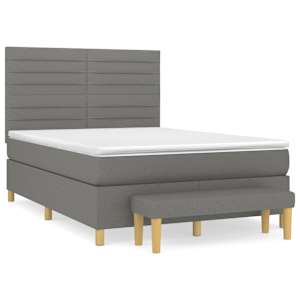 Box spring postel s matrací tmavě šedá 140x200 cm textil - obrázek 2