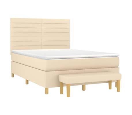 vidaXL Box Spring Bed with Mattress Cream 140x200 cm Fabric