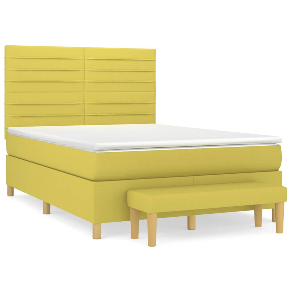 Box spring postel s matrací světle zelená 140 x 200 cm textil