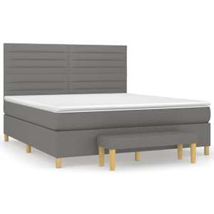 Box spring postel s matrací tmavě šedá 160x200 cm textil - obrázek 2