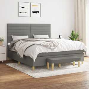 Box spring postel s matrací tmavě šedá 160x200 cm textil - obrázek 1