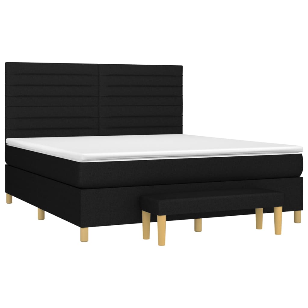 vidaXL Boxspring met matras stof zwart 160x200 cm afbeelding