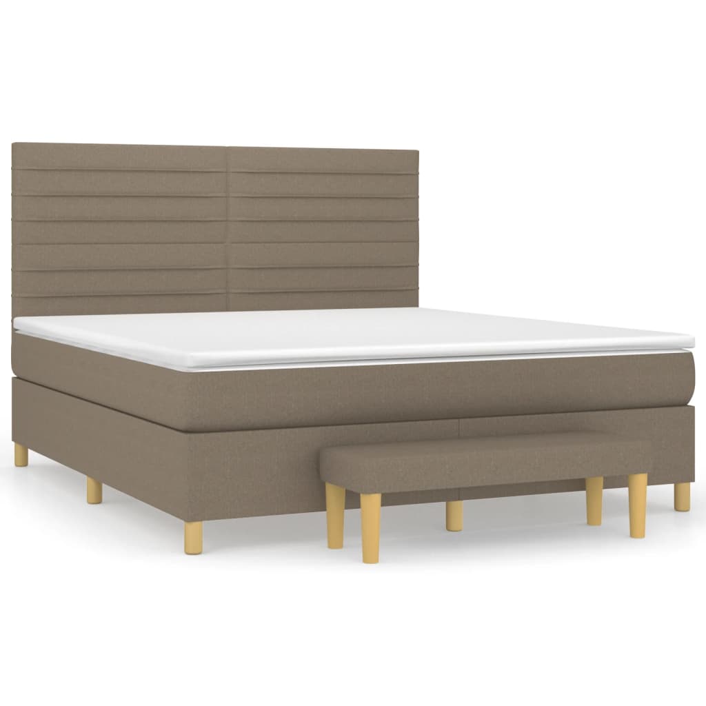 vidaXL Box spring postelja z vzmetnico taupe 160x200 cm blago