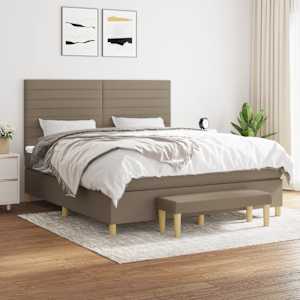 Box spring postelja z vzmetnico taupe 160x200 cm blago