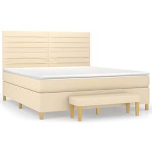 Box spring postel s matrací krémová 160x200 cm textil - obrázek 2