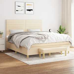 Box spring postel s matrací krémová 160x200 cm textil - obrázek 1