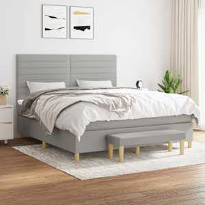 Box spring postel s matrací světle šedá 180 x 200 cm textil - obrázek 1
