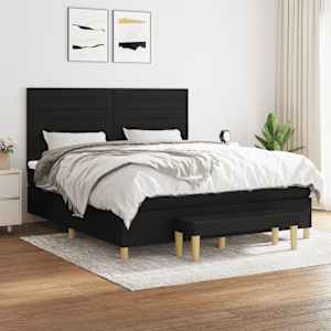 Box spring postel s matrací černá 180x200 cm textil - obrázek 1
