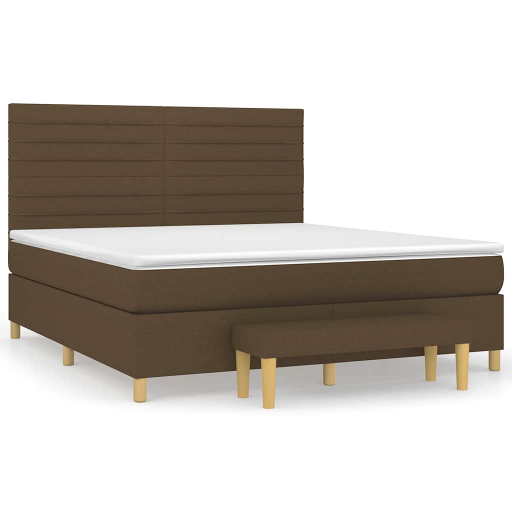 vidaXL Box spring postel s matrací tmavě hnědá 180x200 cm textil