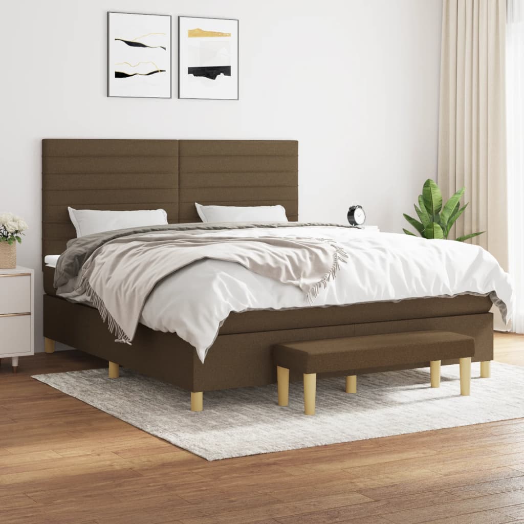 Box spring postel s matrací tmavě hnědá 180x200 cm textil