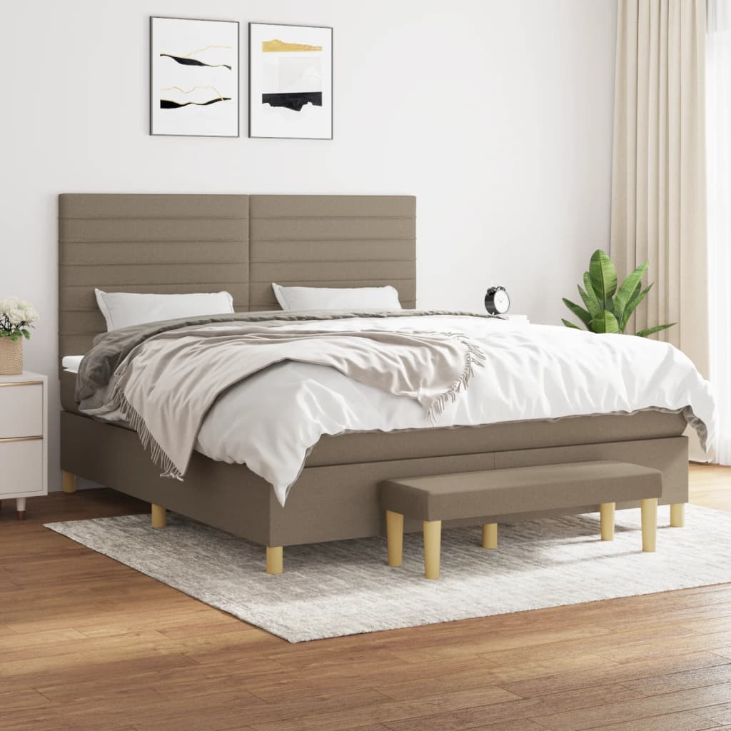 Tópszínű szövet rugós ágy matraccal 180 x 200 cm 