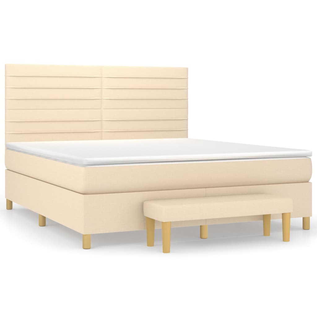 vidaXL Posteľný rám boxspring s matracom krémový 180x200 cm látka