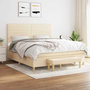 Box spring postel s matrací krémová 180x200 cm textil - obrázek 1
